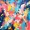 Vibrant Abstract Painting With Joyful Chaos In Light Navy And Pink