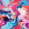 Vibrant Abstract Painting With Psychedelic Illustration Style