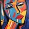 Vibrant Abstract Painting Of A Woman\\\'s Face In Bold Colors