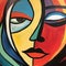 Vibrant Abstract Painting Of A Woman\\\'s Face In Bold Colors