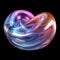 Vibrant Abstract Swirling Glass Heart on Black Background