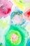 Vibrant Abstract  Watercolour Rainbow Circles On White Background