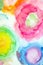 Vibrant Abstract  Watercolour Rainbow Circles On White Background