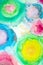 Vibrant Abstract  Watercolour Rainbow Circles On White Background