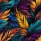 Vibrant Acrylic Palm Leaves Seamless Pattern AI Generated