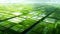 Vibrant aerial landscape cultivated farmland beside river in digital matte painting