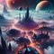 a vibrant AI artwork of a floating, crystalline city amidst the clouds of a gas giant