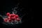 Vibrant AI generator illustration of red raspberries in splashing water