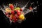 Vibrant AI generator illustration of various fruits in splashing water