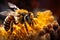 Vibrant AI generator illustration of very realistic bee searching for pollen