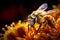 Vibrant AI generator illustration of very realistic bee searching for pollen