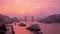 Vibrant altocumulus sunrise cloud above the River Thames in London, England