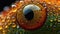 Vibrant animal eye reflects beauty in nature wet, macro rain generated by AI