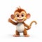 Vibrant Animated Monkey Walking On White Background - Tiago Hoisel Style