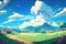 Vibrant anime styled image of rural scene. Generative AI