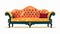 Vibrant Antique Furniture Sofa Vector Illustration With Decopunk And Art Deco Sensibilities