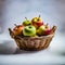 Vibrant Apple Basket Close-Up on Gray Background