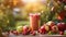 vibrant apple juice resting on a rustic wooden table