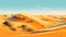 Vibrant Arabian Desert Landscape: A Stunning 2d Art Illustration