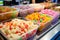 A vibrant array of delicious sweets at the candy shop counter