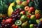 Vibrant array of fresh fruit is artfully arranged for a captivating image. Ai-generated.