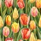 Vibrant Array of Red and Yellow Tulips in Full Bloom