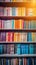 Vibrant array of textbooks neatly arranged on contemporary bookshelf