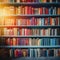 Vibrant array of textbooks neatly arranged on contemporary bookshelf