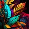 Vibrant art background. Digital generated wallpaper design with flowers