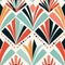 Vibrant Art Deco Pattern With Light Red And Teal Colors