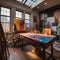 A vibrant artists studio filled with paint-splattered surfaces, easels, art supplies, and large windows for natural light1