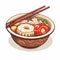 Vibrant Asian Cuisine Cartoon Illustration: A Fusion Of Nature And Manga