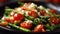 Vibrant Asparagus Salad With Cherry Tomatoes And Feta Cheese. Generative AI