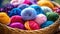 Vibrant Assortment of Colorful Yarn Balls and Soft Wool in Woven Basket AI Generated