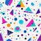 Vibrant assortment of dynamic geometric shapes seamless pattern with triangles, circles, and squares
