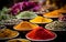 Vibrant Assortment of Exotic Spices in Bowls