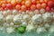 Vibrant Assortment of Fresh Organic Tomatoes and Cauliflower Close Up Texture Background