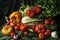 Vibrant Assortment of Fresh Vegetables on Dark Background
