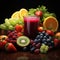 Vibrant assortment fruits veggies smoothies