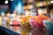 A vibrant assortment of tempting sweets at the multicolored store counter