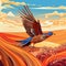 Vibrant Australian Landscape: A Detailed Bird Illustration In Mosaic-inspired Realism