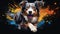 Vibrant Australian Shepherd Dog Painting In Neo-expressionist Style