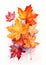 Vibrant Autumn: A Digital Hanging Scroll of Canadian Maple Leave