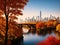 Vibrant autumn leaves Capture the skyline made with generative ai
