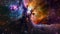 A vibrant and awe-inspiring Video capturing the vivid colors and twinkling stars in a mesmerizing space, Otherworldly view of a