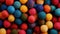 Vibrant background texture adorned with colorful multicolored felt balls, Ai Generated