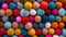 Vibrant background texture adorned with colorful multicolored felt balls, Ai Generated