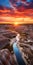 Vibrant Badlands Sunset At Creek - National Geographic Photography