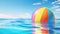 Vibrant beach ball floats peacefully on calm blue pool waters, inviting play. Ai Generated