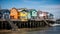 Vibrant beach hut on stilts in remote Scandinavian fishing village generated by AI